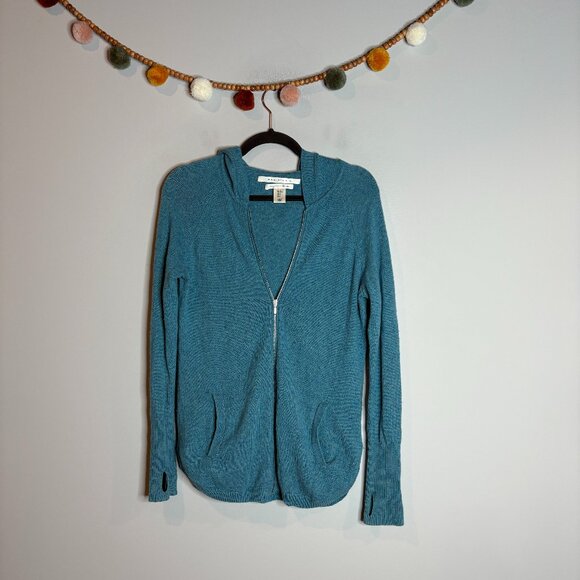 Max Studio blue teal cashmere zip up sweater - Picture 1 of 4